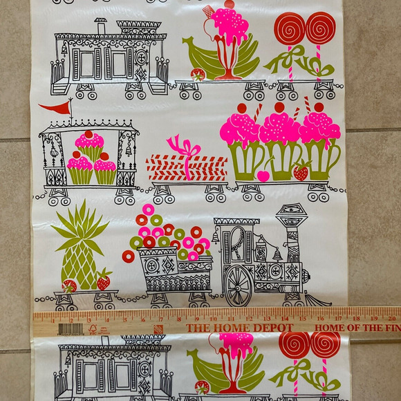 RARE Vtg Con-Tact Paper Drawer Liners Ice Cream Sundaes Candy Train Black Pink - Picture 1 of 10